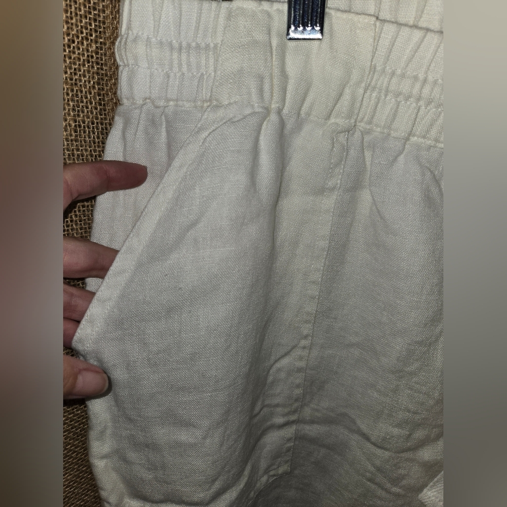 NWT Women's Merona White Midrise Relaxed Hip And Thigh Linen Pants Size XL - Picture 3 of 11